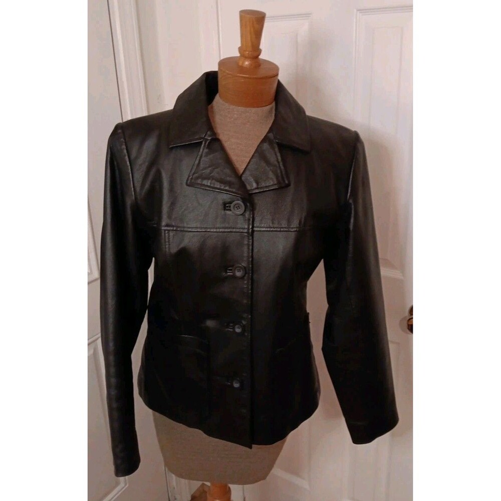 Bagatelle Womens Black Genuine Leather Jacket Size Small